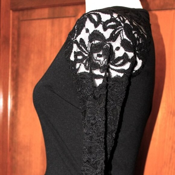 Black Peplum Top w/sheer cut-out sleeves - Picture 5 of 6